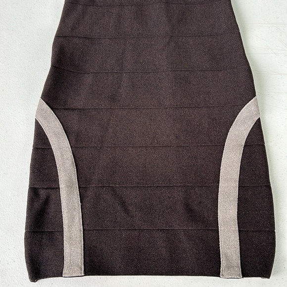 Bebe Black & Silver Metallic Bandage Dress | Size XS - Picture 5 of 5